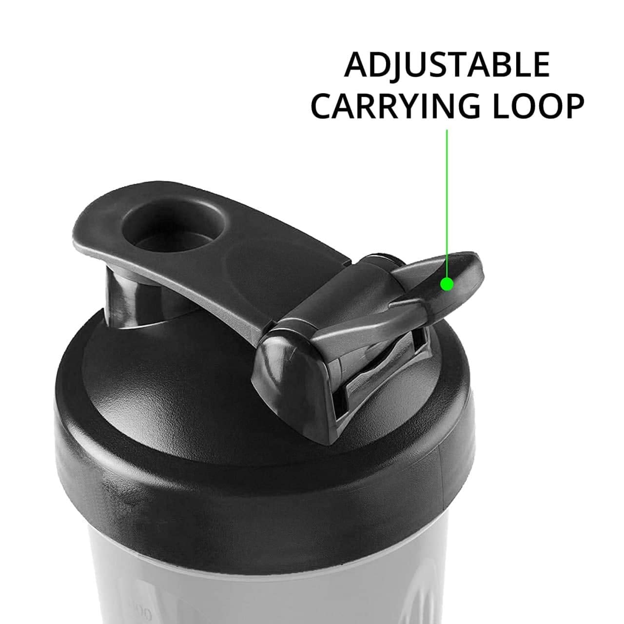 Leak Proof BPA Free Material 600ml Protein Shaker Bottle for Protein Mix with Storage Compartment and Stainless Steel Blender Ball for Pre/Post Workout Drinks, Gym