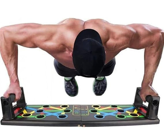 Push Up Board System with Colour-Coded Exercise Guide, Home Gym Strength Training Equipment