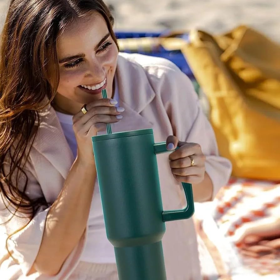 Tumbler with lid and Straw 1200ML Cup Stainless Steel Vacuum Insulated Tumbler for Water, Iced Tea or Coffee 1.2L Office, Gym and Travelling