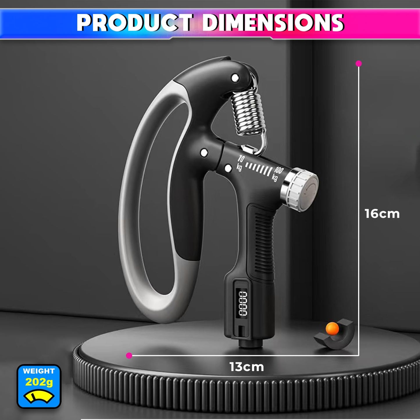 LeanNation’s Adjustable Hand-Grip Exerciser with Digital LCD Counter, 4mm Carbon Steel, Wrist and Forearm Strengthning for Men and Women