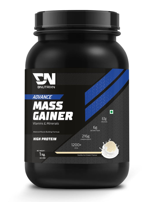 DNUTRIXN Advance Mass Gainer with High Protein, with Digestive Enzyme