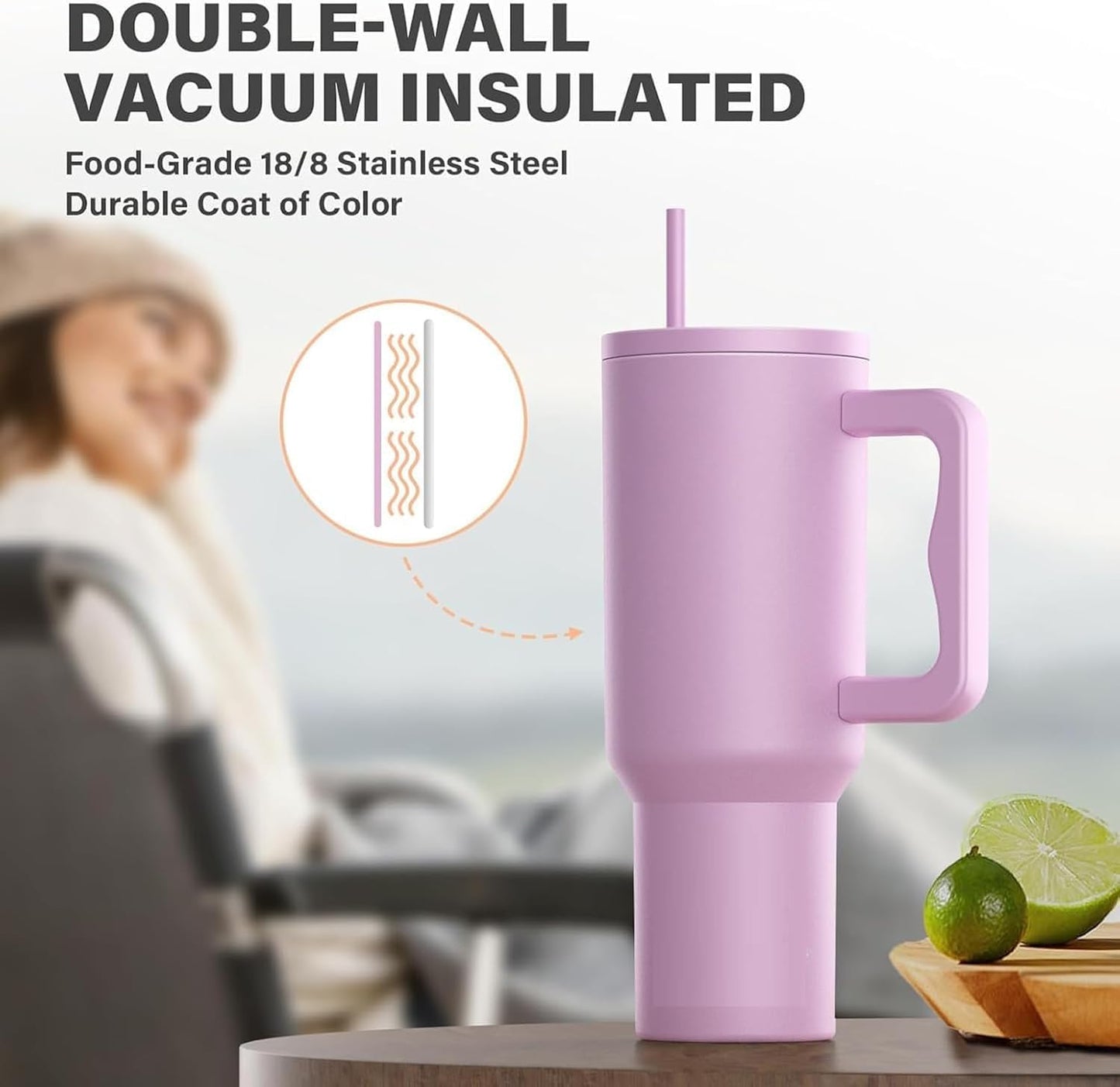 Tumbler with lid and Straw 1200ML Cup Stainless Steel Vacuum Insulated Tumbler for Water, Iced Tea or Coffee 1.2L Office, Gym and Travelling