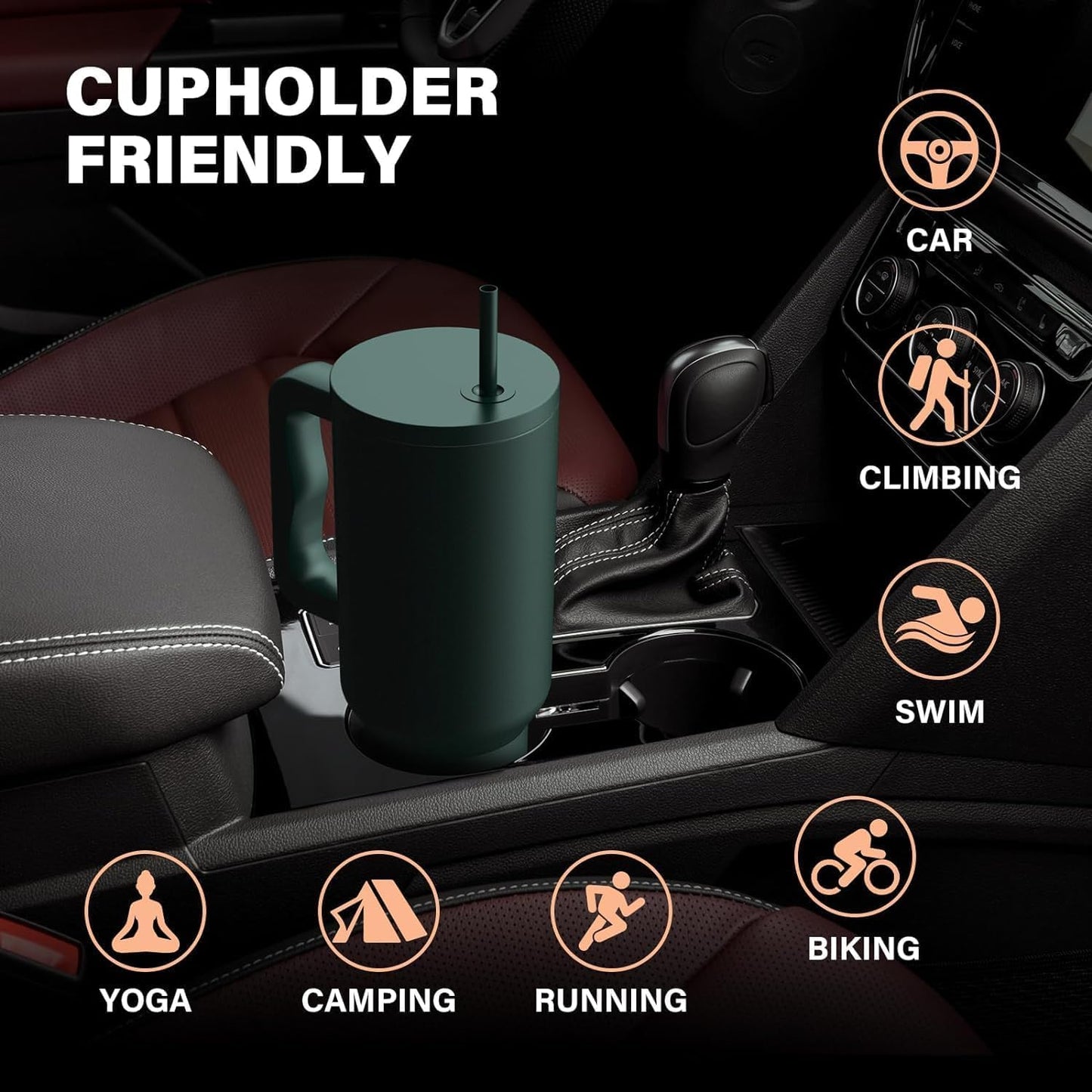 Tumbler with lid and Straw 1200ML Cup Stainless Steel Vacuum Insulated Tumbler for Water, Iced Tea or Coffee 1.2L Office, Gym and Travelling