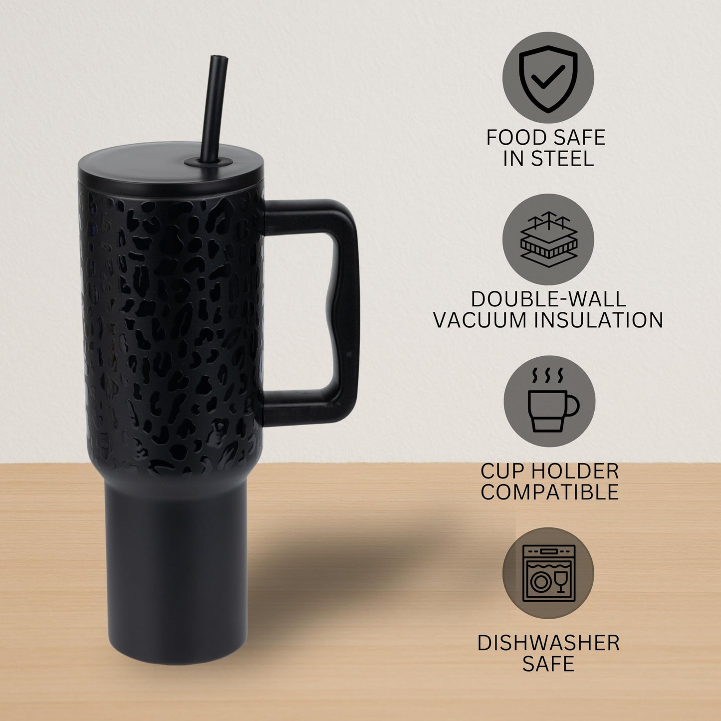 Tumbler with lid and Straw 1200ML Cup Stainless Steel Vacuum Insulated Tumbler for Water, Iced Tea or Coffee 1.2L Office, Gym and Travelling