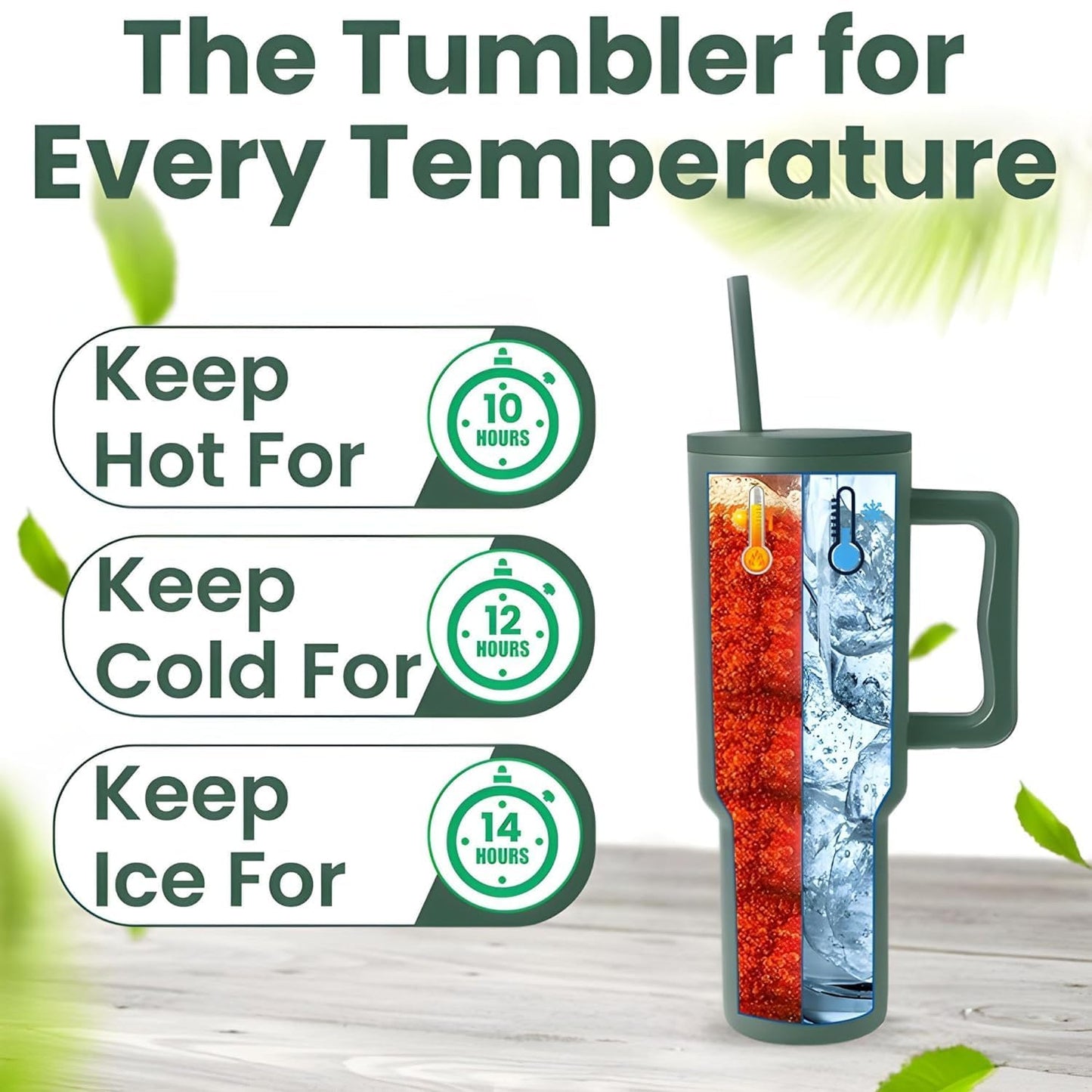 Tumbler with lid and Straw 1200ML Cup Stainless Steel Vacuum Insulated Tumbler for Water, Iced Tea or Coffee 1.2L Office, Gym and Travelling