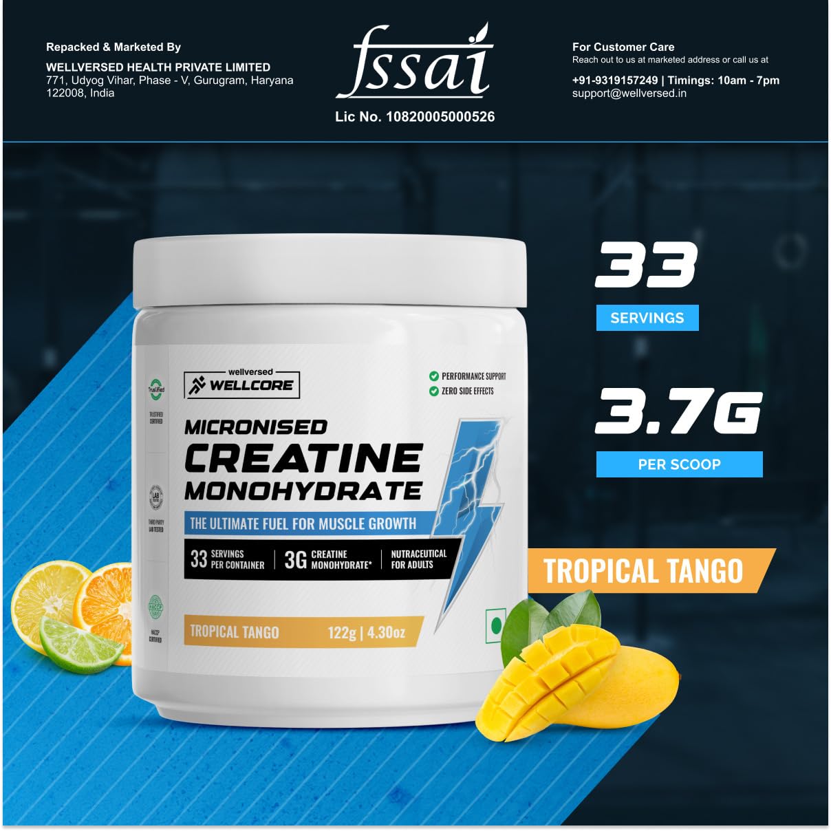Wellcore - Pure Micronised Creatine Monohydrate (33 Servings) | Rapid Absorption