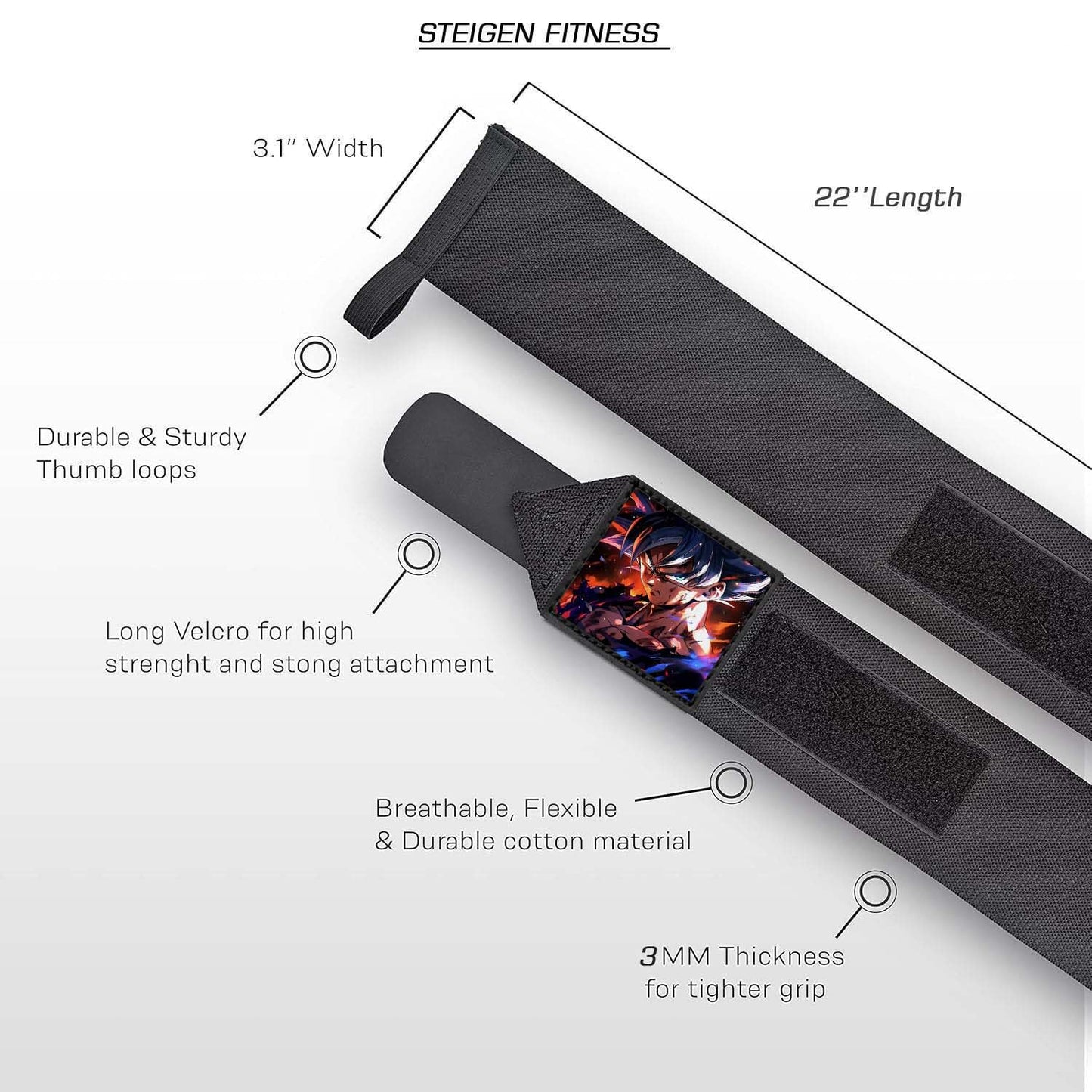 STEIGEN FITNESS Wrist Wrap for Gym, Hand Band, Support Strap for Men, Supporter, Wraps, Lifting Straps