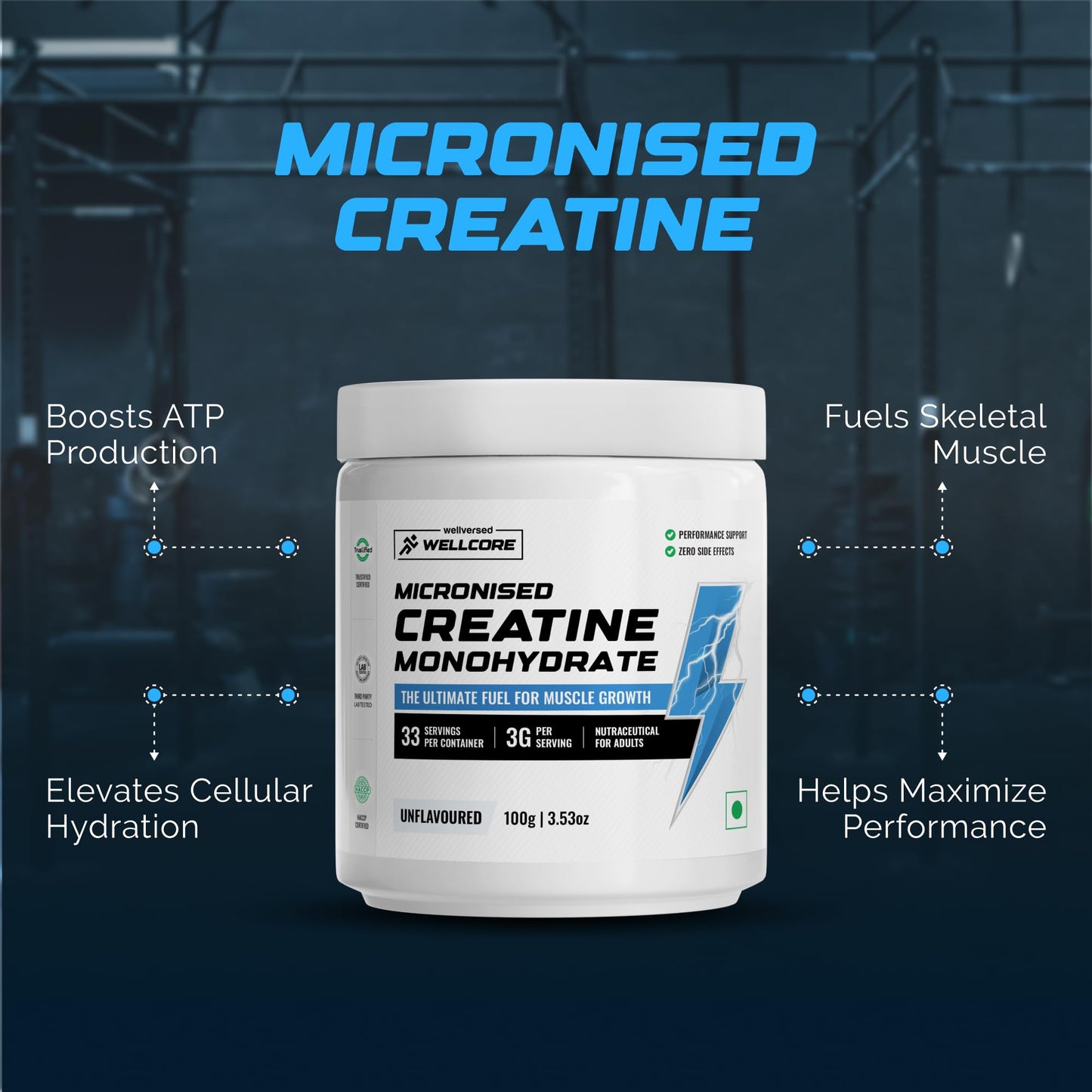 Wellcore - Pure Micronised Creatine Monohydrate (33 Servings) | Rapid Absorption