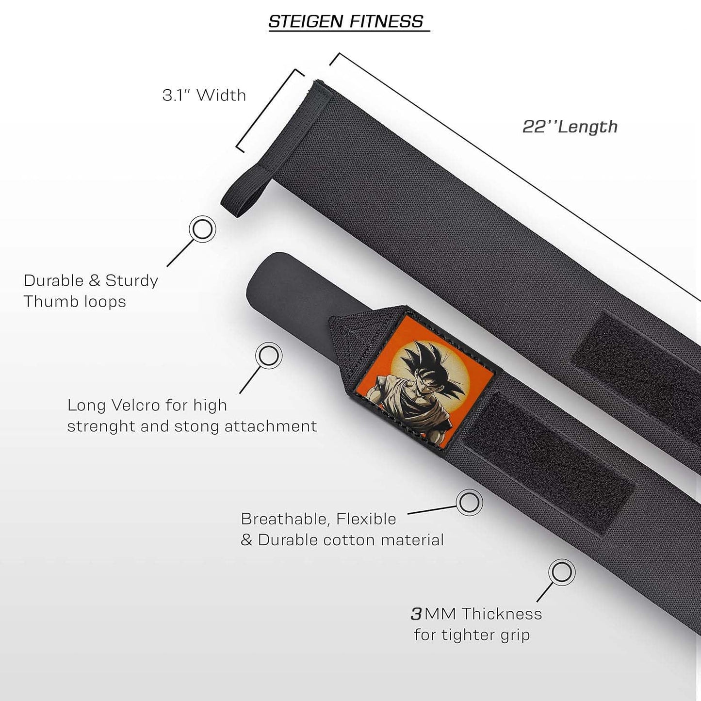 STEIGEN FITNESS Wrist Wrap for Gym, Hand Band, Support Strap for Men, Supporter, Wraps, Lifting Straps