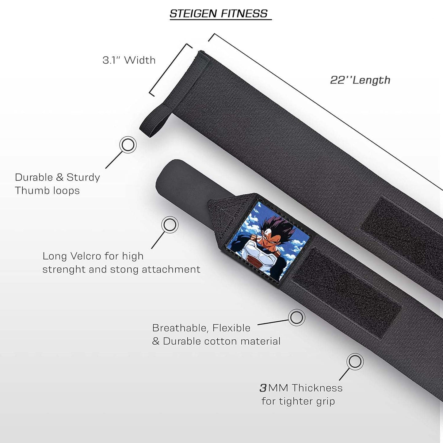 STEIGEN FITNESS Wrist Wrap for Gym, Hand Band, Support Strap for Men, Supporter, Wraps, Lifting Straps