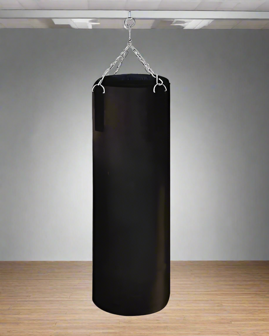 Heavy Duty Black Boxing Punching Bag with Stainless Steel Hanging Chain, 3 Feet Unfilled Synthetic Leather