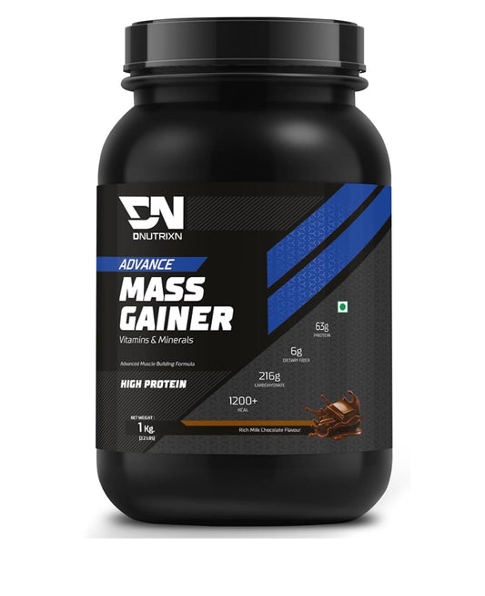 DNUTRIXN Advance Mass Gainer with High Protein, with Digestive Enzyme